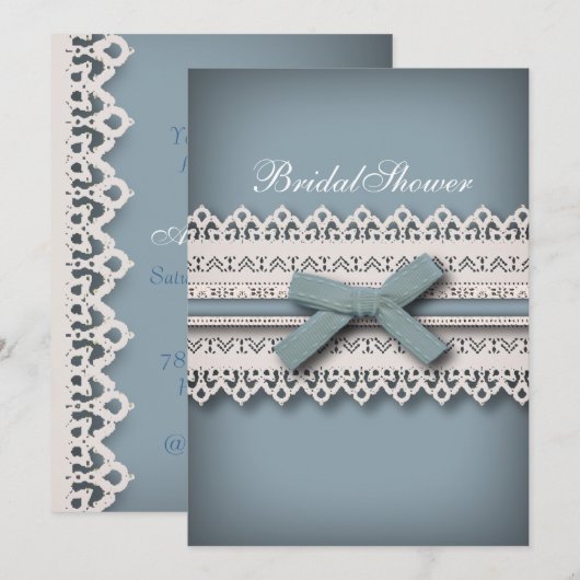 Chic Lace Schattige Bow iets blauw vrijgezellenfee Kaart (Voorkant / Achterkant)