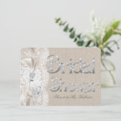 Chic  Lace Silver Burlap Vrijgezellenfeest Kaart (Staand voorkant)