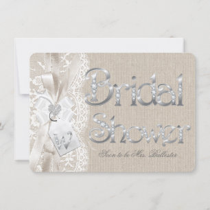 Chic  Lace Silver Burlap Vrijgezellenfeest Kaart
