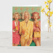 Chic Ladies Retro Cocktail Moment Kaart (Gele Bloem)