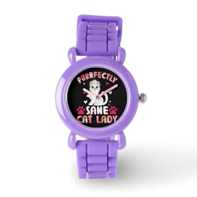 Chic Lady Cat, Purrfectly Sane Cat Lady Horloge (Voorkant)