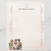 Chic  Lady Tea Monogrammed briefpapier (Voorkant / Achterkant)