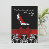 Chic Lady's Damask Stiletto Aangepaste Uitnodiging (Staand voorkant)