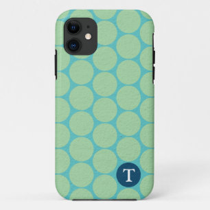 Chic Large Blauwgroen Green Polka Dots Case-Mate iPhone Case