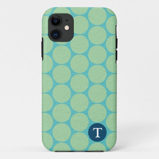 Chic Large Blauwgroen Green Polka Dots Case-Mate iPhone Case (Achterkant)