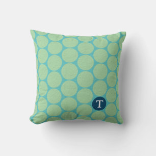 Chic Large Blauwgroen Green Polka Dots Kussen