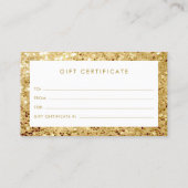Chic Large Gold Glitter Cadeaubon Aanbevelingskaartje (Achterkant)