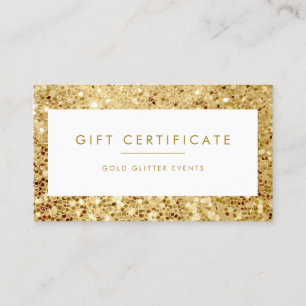 Chic Large Gold Glitter Cadeaubon Aanbevelingskaartje
