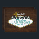 Chic Las Vegas Sign Bachelorette Party Invitation Kaart<br><div class="desc">Een bijgewerkte versie van mijn populaire Las Vegas ondertekent bachelorette party uitnodiging. Deze heeft een editable gebeurtenisnaam en decoratieve voorzijde met inbegrip van verlichtingsgevolgen,  met alle partijdetails op de achterkant over een moderne textuur van de houtkorrel. Blauwgroen accenten,  maar meer masculine met hout en donkere tinten.</div>