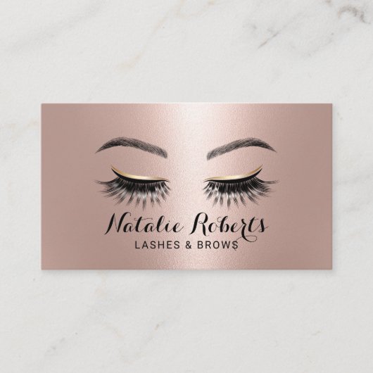 Chic Lashes Makeup Artist Roos Gold Eyelash Salon Visitekaartje (Voorkant)