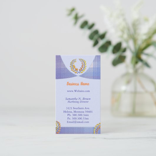 Chic Laurel krans gepersonaliseerd Visitekaartje (Staand voorkant)