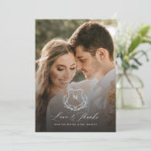 Chic Laurel Liefde & Bedankt bruiloft Dank u kaart (Staand voorkant)