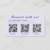 Chic Lavendel 3 QR Code Multi Social Visitekaartje (Voorkant)
