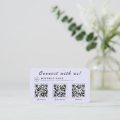 Chic Lavendel 3 QR Code Multi Social Visitekaartje (Staand voorkant)