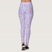 Chic lavendel blauw en rood breukpatroon leggings (Achterkant)