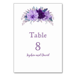 Chic Lavendel Floral Plum Paarse tafel nummer Kaart