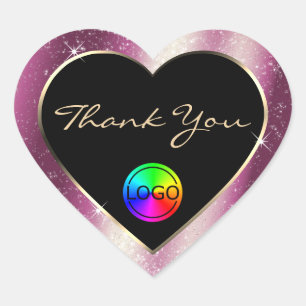 Chic Lavendel Glitter Lijst Bedankt en Logo Hart Sticker