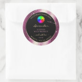 Chic Lavendel Glitter Lijst Productlabel en Logo Ronde Sticker (Tas)