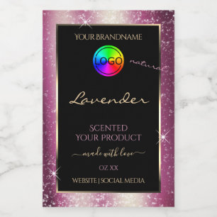 Chic Lavendel Glitter Lijst Productlabel en Logo Voedselcontainer Etiket