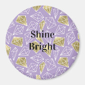 Chic Lavendel Gouden Diamanten Kerst Magneet (Voorkant)