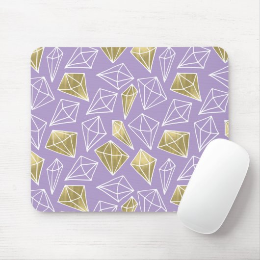 Chic Lavendel Gouden Diamanten Kerst Muismat (Met muis)