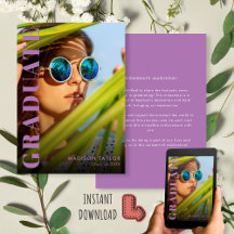 Chic Lavendel Paarse Moderne Foto Afstuderen