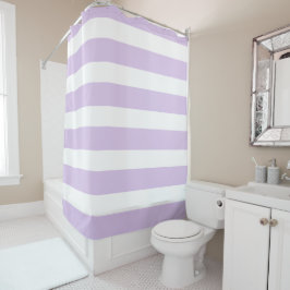 Chic Lavender en White Stripes Shower Curtain Douchegordijn