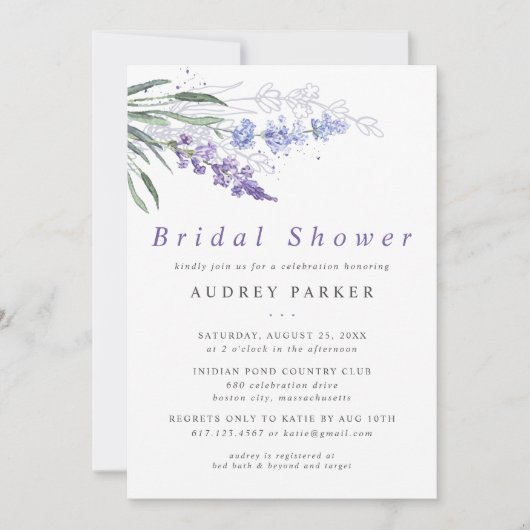 Chic Lavender Floral Waterverf Vrijgezellenfeest Kaart (Voorkant)