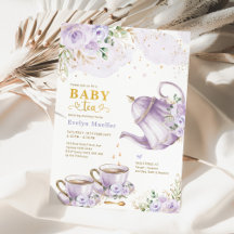 Chic Lavender Gold Floral Baby shower Tea