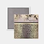 Chic Lavender Gold Leopard Safari Floral Magneet (Voorkant / Achterkant)