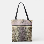 Chic Lavender Gold Leopard Safari Floral Tote Bag (Achterkant)
