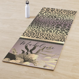 Chic Lavender Gold Leopard Safari Floral Yogamat