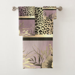 Chic Lavender Gold Safari Floral Bad Handdoek