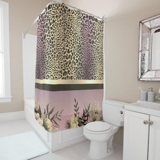 Chic Lavender Gold Safari Shower Curtain Douchegordijn (In situ)