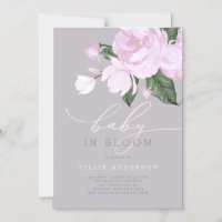 Chic Lavender Gray Floral Baby in Bloom Shower