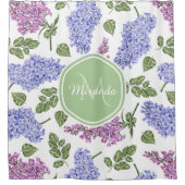 Chic Lavender Lila Floral Pastel Green Monogram Douchegordijn (Voorkant)