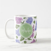 Chic Lavender Lila Floral Pastel Green Monogram Koffiemok (Links)