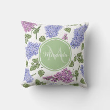 Chic Lavender Lila Floral Pastel Green Monogram