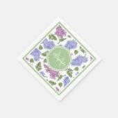 Chic Lavender Lila Floral Pastel Green Monogram Servetten (Hoek)