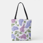 Chic Lavender Lila Floral Pastel Green Monogram Tote Bag (Achterkant)