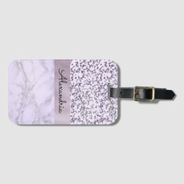 Chic Lavender Marble Bagagelabel