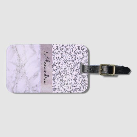 Chic Lavender Marble Bagagelabel (Voorkant (horizontaal))