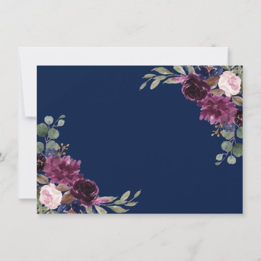 Chic Lavender Navy Blue Floral Bloom Save the Date (Achterkant)