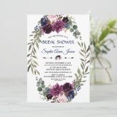 Chic Lavender Navy Blue Floral Bloom Vrijgezellenf Kaart (Staand voorkant)