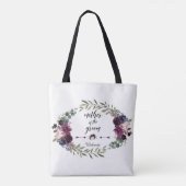 Chic Lavender Navy Blue Floral Moeder van de Groom Tote Bag (Achterkant)