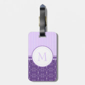 Chic Lavender Paars Custom Monogram Patroon Bagagelabel (Achterkant verticaal)
