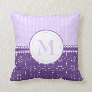 Chic Lavender Paars Custom Monogram Patroon Kussen