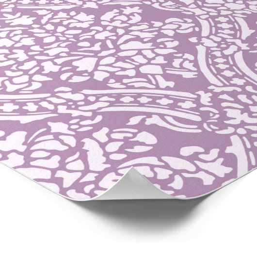 Chic Lavender Paars Damask Monogram met naam Poster (Hoek)