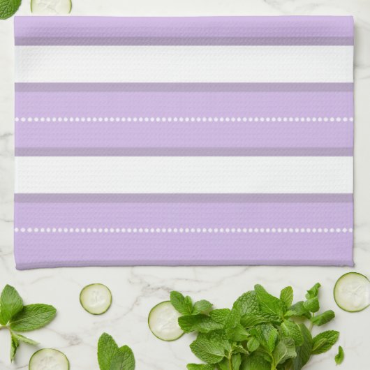 Chic Lavender Paars en White Stripes Pattern Theedoek (Gevouwen)