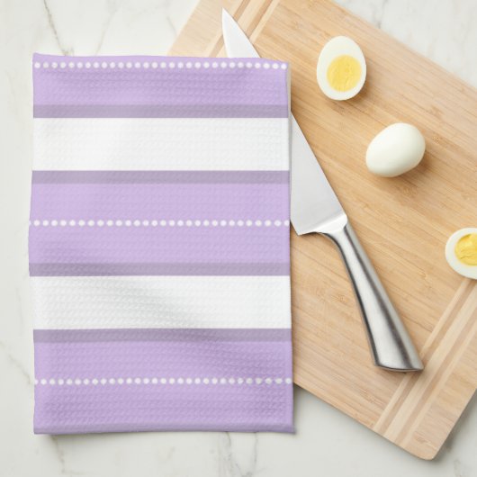 Chic Lavender Paars en White Stripes Pattern Theedoek (Quarter Fold)